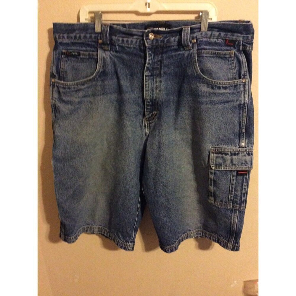 Fubu Shorts Size 40 Mens Blue Denim Casual Jean Shorts Straight Streetwear